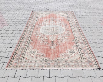 6x9 Vintage Oushak Rug, Anatolian Turkish pastel red colors Rug, Handmade Wool rug, Antique Natural large Rug, Bohemian rug, FREE SHIPPING