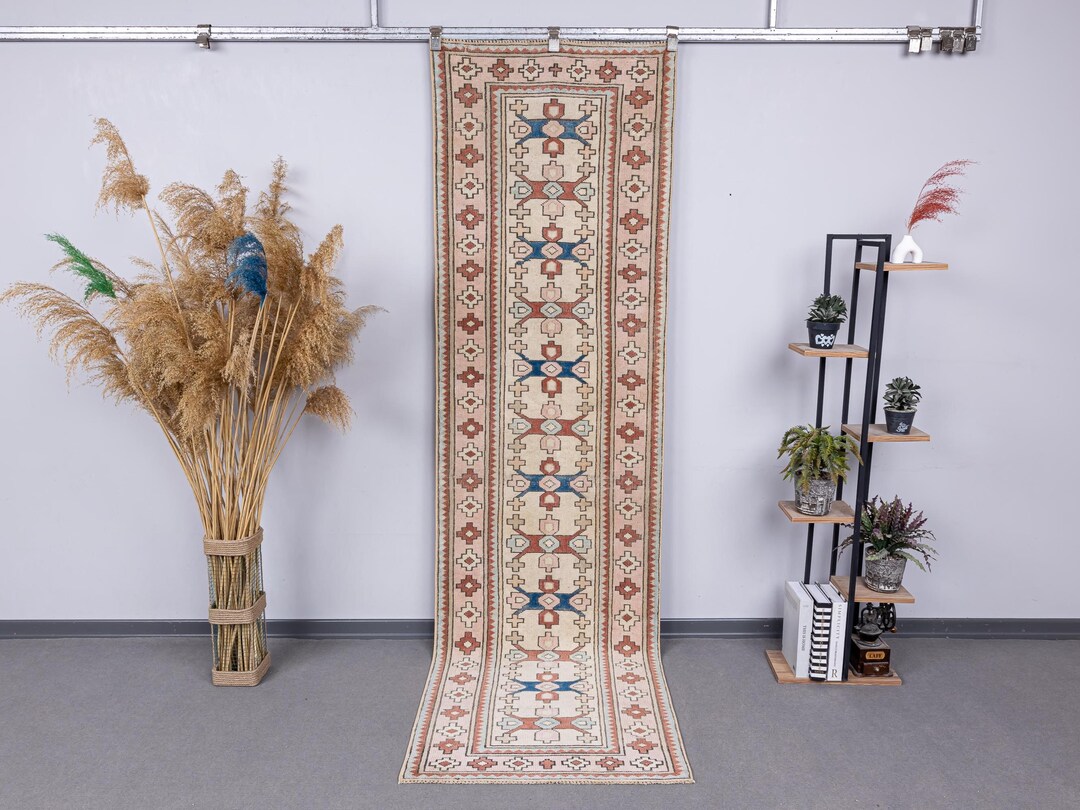3x9 Turkish Runner Rug, Vintage Modern Kitchen Runner, Handmade Rug ...