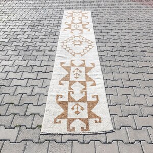 2x11 muted soft Runner Rug, Entryway, Kitchen Runner, Hallway Vintage Runner rug, Oushak Runner, Turkish area Runner, modern Runner Rug 2x11