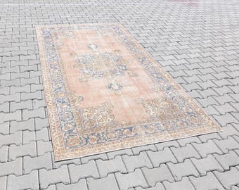 4.7x9.2 Hand Woven Wool Turkish Rug, 5x9 Vintage Anatolian Carpet