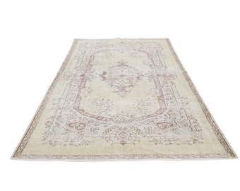 Alfombras únicas de 6x9, alfombras Oushak vintage, alfombra turca de lana de 6x9, alfombras artesanales de 6x9, alfombras decorativas, alfombras modernas de 6x9, alfombras de área de 6x9, alfombras de 6x9