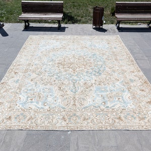 10x12 Large Handmade Rug, Vintage Antique Rug, Turkish oversize Area Rug, 10x12 Oversize Neutral Rug, Muted Bedroom Rug, Faded Bohemian Rug