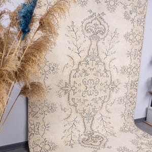 6x9 Vintage Oushak Rug, 6x9 Turkish cotton Rug, Antique Area neutral Rug, Bohemian Floor Rug, Unique 6x9 oriental Style Rug,6x9 wool carpets