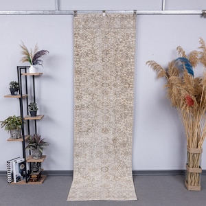 2x8 Vintage Runner Rug, Oushak Turkish Runner Rug, 2x8 wool Runner, Hand Knotted Runner, 2x8 neutral Kitchen Runner, 2x8 Hallway Runner