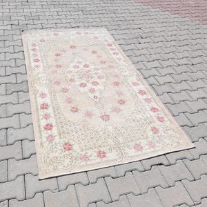 4x7 Handmade Carpet, Vintage Turkish Area Rug, Oushak Rug 4x7, Anatolian Wool Rug, Natural Rug, Floor Rug, Antique kitchen, living room rug