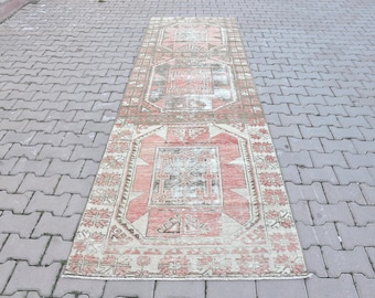 3x12 Ft Wool Brown Hallway Rug, Vintage Runner Rugs, Anatolian Turkish Hand Woven Bohemian Home Decor carpets