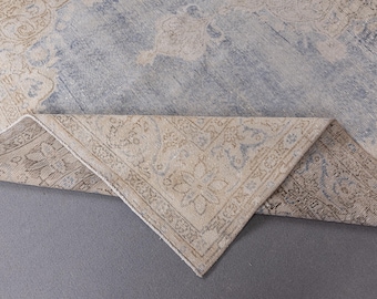 7x11 Vintage Rug, Faded Turkish Rug, Antique Handmade Rug, 7x11