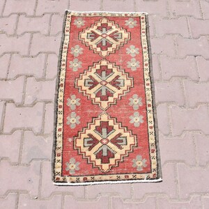 Bathroom Rug,Turkish Doormat Rug,Bohemian Rug,Wool Doormat Carpet,Muted Red Doormat Rug,Oushak Small Rug,Vintage Small Rug,Anatolia Rugs 2x3