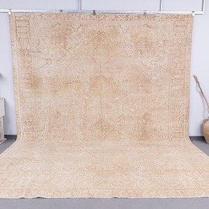 10x12 Anatolian Wool Rug, Living Room Rug, Antique Large Rug, 10x12 Oversize Rug, Oushak Gift Rug, Turkish Vintage Faded Rug, 10x12 carpets