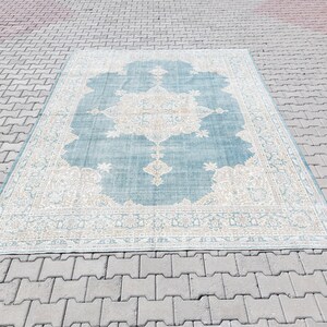 8x11 Quiet Turkish Rug, Large Size Pale Rug, Oriental Oushak Rug, Large Area Rug, 8x11 Area Rug, Neutral Floor Rug, Vintage Wool Rug