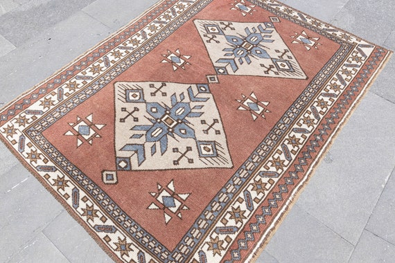 4x5 Anatolian small Rug, 4x5 Turkish Rug, Natural Rug, Soft Oushak Rug, Turkish Vintage Rug, Oushak Turkish Rug, Vintage Rug, HandmadeRug