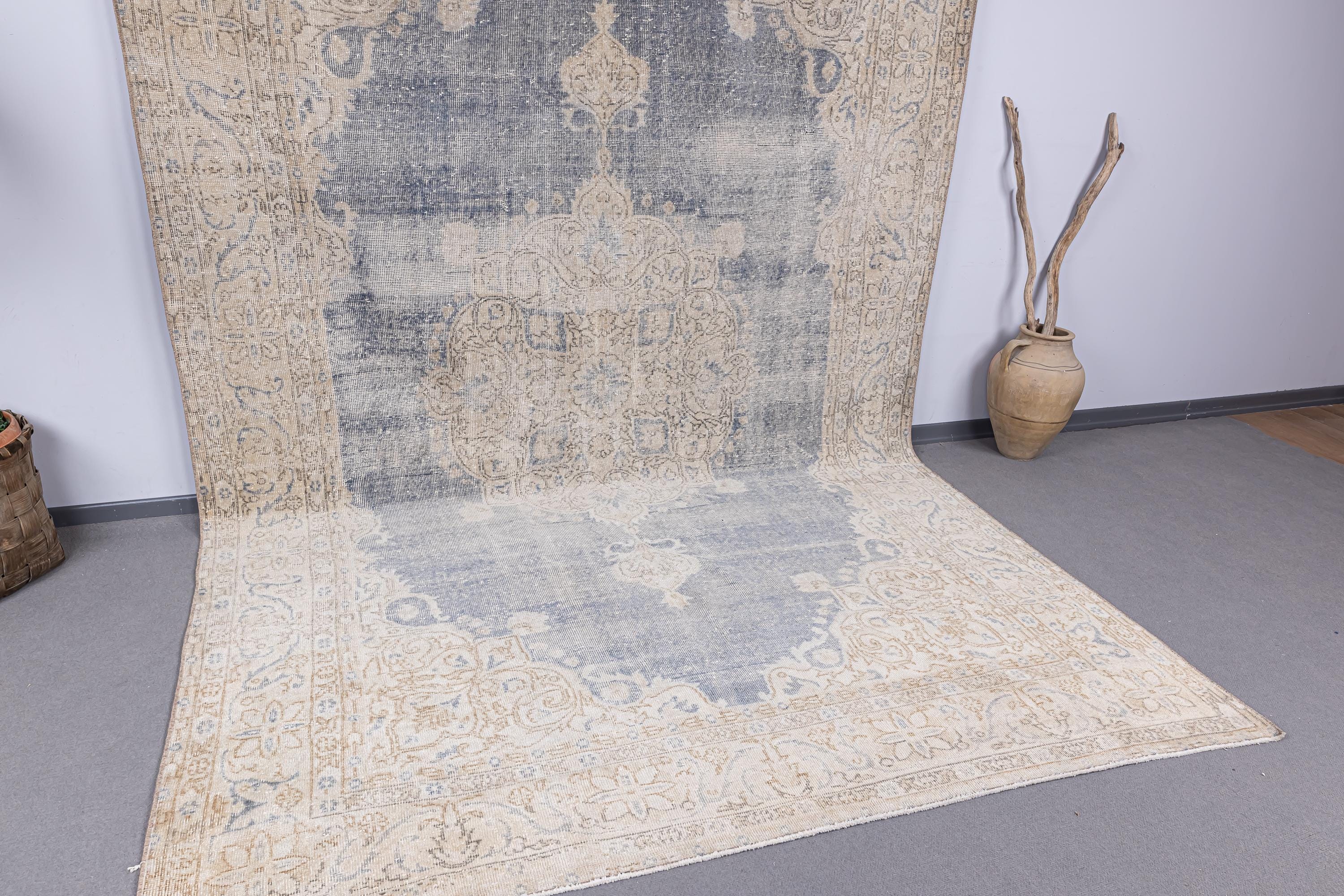 7x11 Vintage Rug, Faded Turkish Rug, Antique Handmade Rug, 7x11