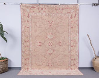 6x8 Rug, Turkish Area Rug, 6x8 Handmade Rug, Oushak Rug, 6x8 Bedroom Rug, 6x8 Soft Rug, Turkish Area Rug, 6x8 wool Rug