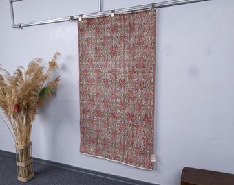 3.2x5.7 Handmade Vintage Small Antique Rug, 3x6 Turkish Natural Area leaf-patterned Decorative Runner Rug