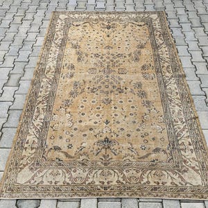 5x8 Turkish area Rug, Vintage Rug, 5x8 Handmade wool Rug, Oushak Rug, Living Room Rug, 5x8 antique Kitchen rug, rugs for living room