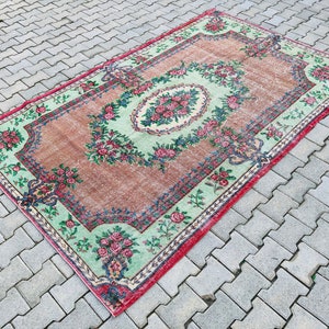 Turkish Decorative Area Rug 5.7 x 8.9 Feet Vintage Rug Oushak Rugs Bohemian Rug Floral Vintage Wool Rug Nomadic Rug Handwoven Rug image 2