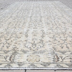 6x9 Natural Turkish Rug, Vintage Oushak Rug, Muted Area Rug, Faded Wool Rug, Beige Living Room Rug, Oriental Rug 6 x 9, Interior Rug