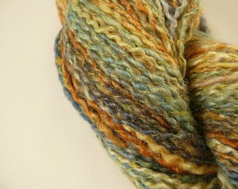 Handgesponnene BFL mit Seide, Leicester, Art yarn, Combo Fraktal mehrfarbig , handgefärbt, 2-ply, bunt fraktal