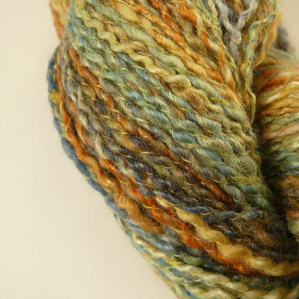 Handgesponnene BFL mit Seide, Leicester, Art yarn, Combo Fraktal mehrfarbig , handgefärbt, 2-ply, bunt fraktal