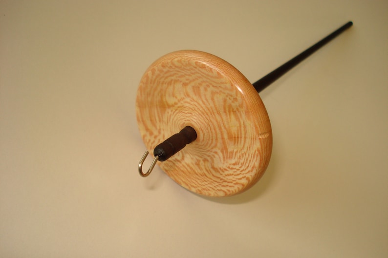 11.4 g Light bottom whorl drop spindle approx top o plane tree stained with elsberry noble hand spinning fine hand spindle