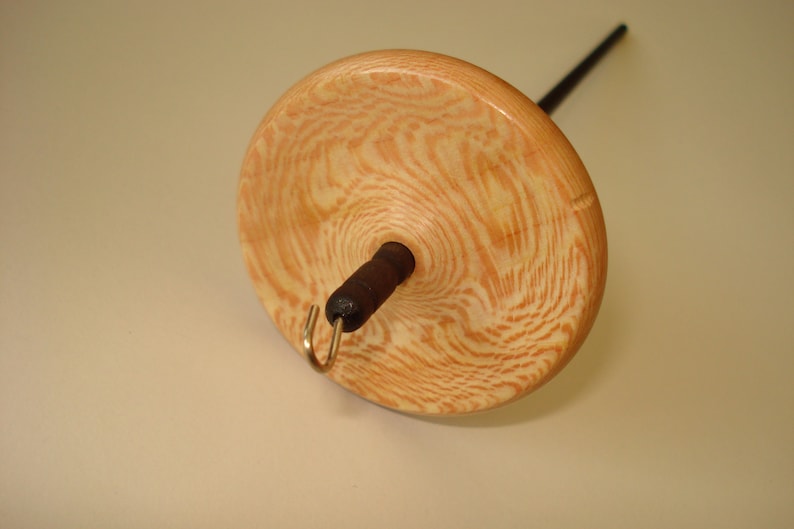 11.4 g Light bottom whorl drop spindle approx top o plane tree stained with elsberry noble hand spinning fine hand spindle