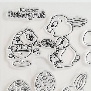 Silikonstempel Ostern, Silikon Stempel Ostergruß, Clear Stamps Osterhase, Kalenderdeko Osterei, transparentes Stempelset,  Osterstempel Eier