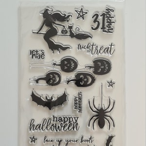 Silicone stamp Halloween, silicone stamp cats, clear stamps pumpkin, calendar decoration witch, transparent stamp set spider, cat stamp
