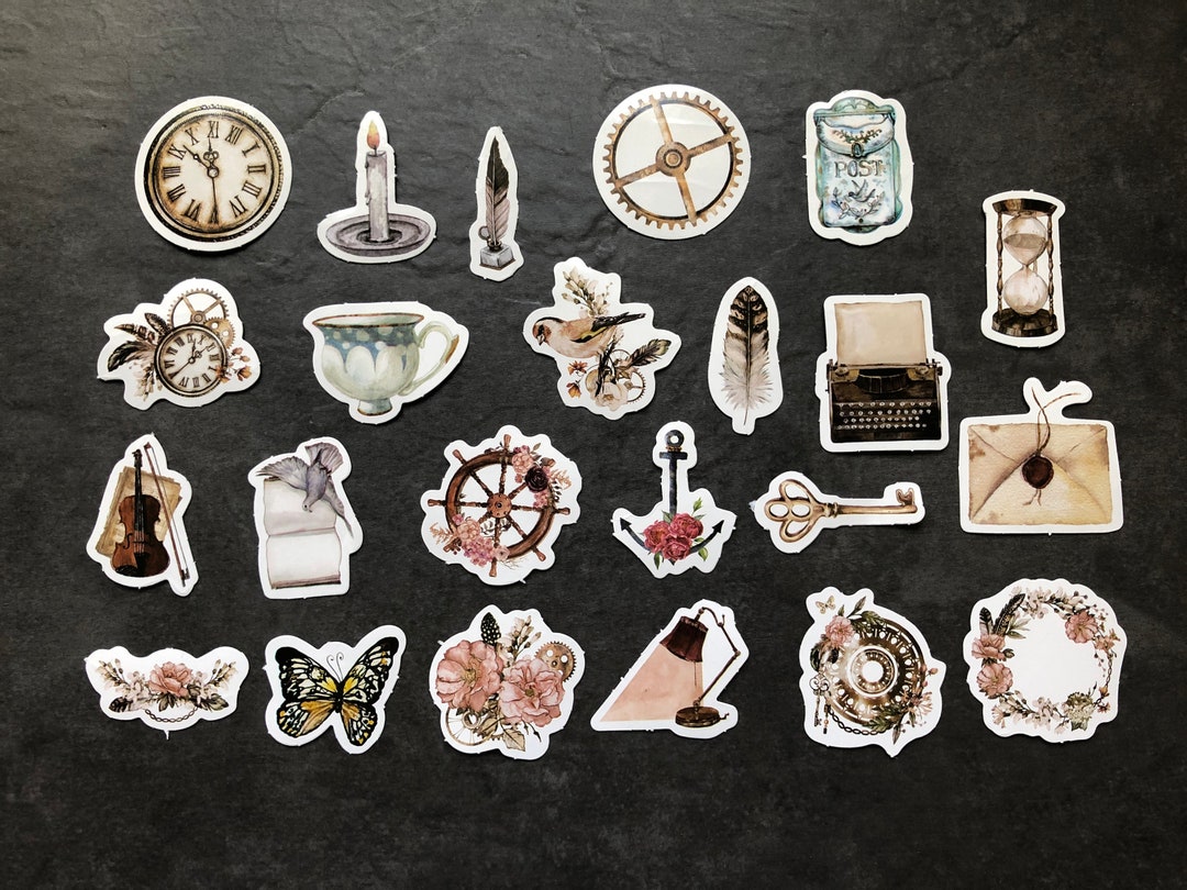 Alte Zeichnungen Aufkleber, Sticker Steampunk, Kalenderdeko retro ...