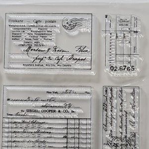 Vintage Silikon Stempel, Postkarte Ticket Scrapbooking, Junk Journal Zubehör, retro Formulare, Stempelset Schrift, Vintagestempel Bankscheck