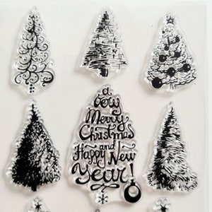 Silicone Christmas stamp, Clear Stamps Christmas tree, Xmas Merry Christmas silicone stamp, Advent stamp set, Christmas stamp