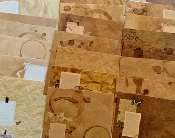 Scrapbooking Papier Vintage, Scrapbook Zubehör, Blätter Kaffeefleck, Papierseiten Kaffeeränder, Ephemera sepia, Junk Jounal beige