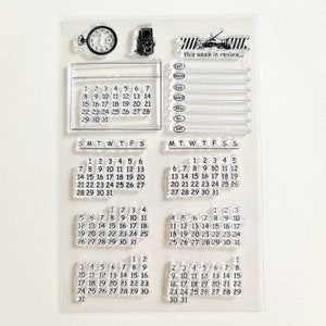 Silikon Stempel Kalenderzahlen, Clear Stamps Monatsplanung , transparentes Stempel-Set, durchsichtige Stempel Uhr
