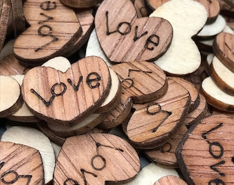 Holz Konfetti Herz, Deko rustikale Hochzeit, Dekoration Valentinstag Liebe, nachhaltige Tischdekoration Love