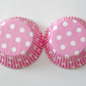 Muffin tin dotted pink, paper tin pink dots, baking tin polka dots, cupcake dots, rockabilly decoration, 50 pieces image 1