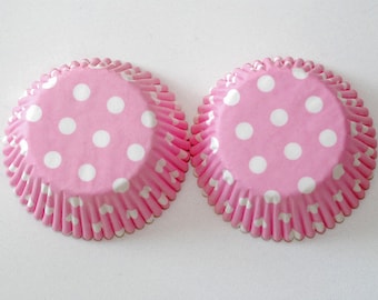 Muffinförmchen gepunktet rosa, Papierförmchen pink Punkte, Backförmchen Polka Dots, Cupcakeförmchen Punkte, Rockabilly Deko, 50 Stück