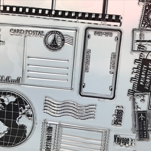 Silicone stamp travel, clear stamps globe, vintage stamp postcard, retro calendar decoration stamp, transparent stamp set