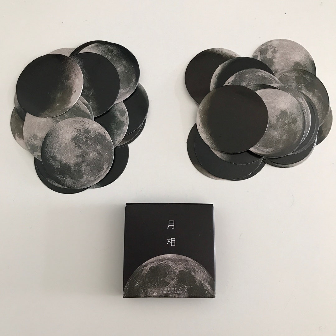 Moon Sticker Apple Stickers Moon Phases, Stickers Moon, Moon Stickers Junk Journal ...