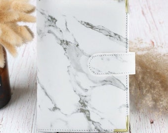 Envelope method folder white, cash stuffing binder A6 marbled, budget binder, notebook, financial planner, household book, money organization