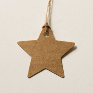 Geschenkanhänger Weihnachten Papier, Kraftpapieranhänger Adventskalender Stern, Papieranhänger Kraftpapier, Anhänger Gastgeschenke