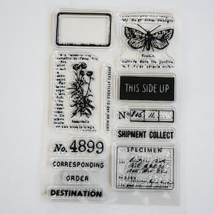 Silikonstempel Post, Silikon Stempel Post Brief, Retrostempel Schmetterling, transparentes Stempelset Blume, Vintagestempel Scrapbooking