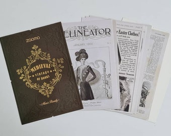 Scrapbooking Papier Vintage, Scrapbook Zubehör, Blätter Mode retro, Papierseiten 1900, Ephemera Art Deco, Junk Journal viktorianisch