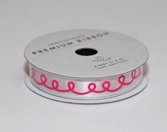 Geschenkband mit Ornament rosa-weiß, Geschenkverpackung Geburtstag, Satinband Kringel