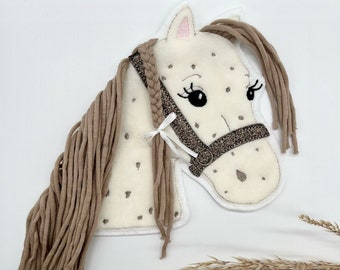 Große Pony Lulu-Applikation beige mit Punkten