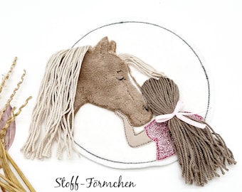 Large horse girl appliqué light brown