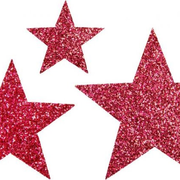 Bügel-Applikation 3x Sterne pink glitter