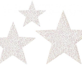 Bügel-Applikation 3x Sterne weiß glitter