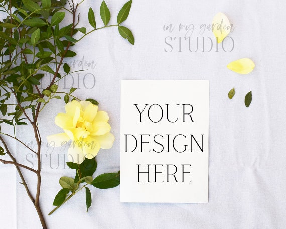 Download Wedding Invitation Mockup Styled Stock Photography Yellow Rose Flower All Free Psd Mockup Template Design And Aset PSD Mockup Templates