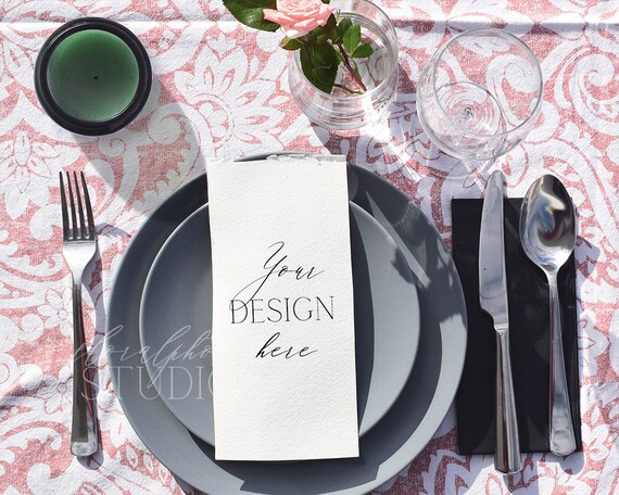 Wedding Menu Mockup Wedding Program Stationery Styled Stock Etsy