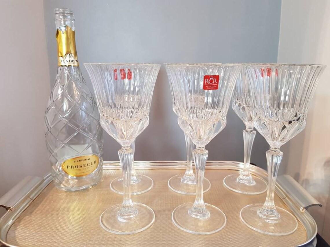 Vintage RCR Crystalleria Italiana Cut Crystal Wine Glasses Etsy UK