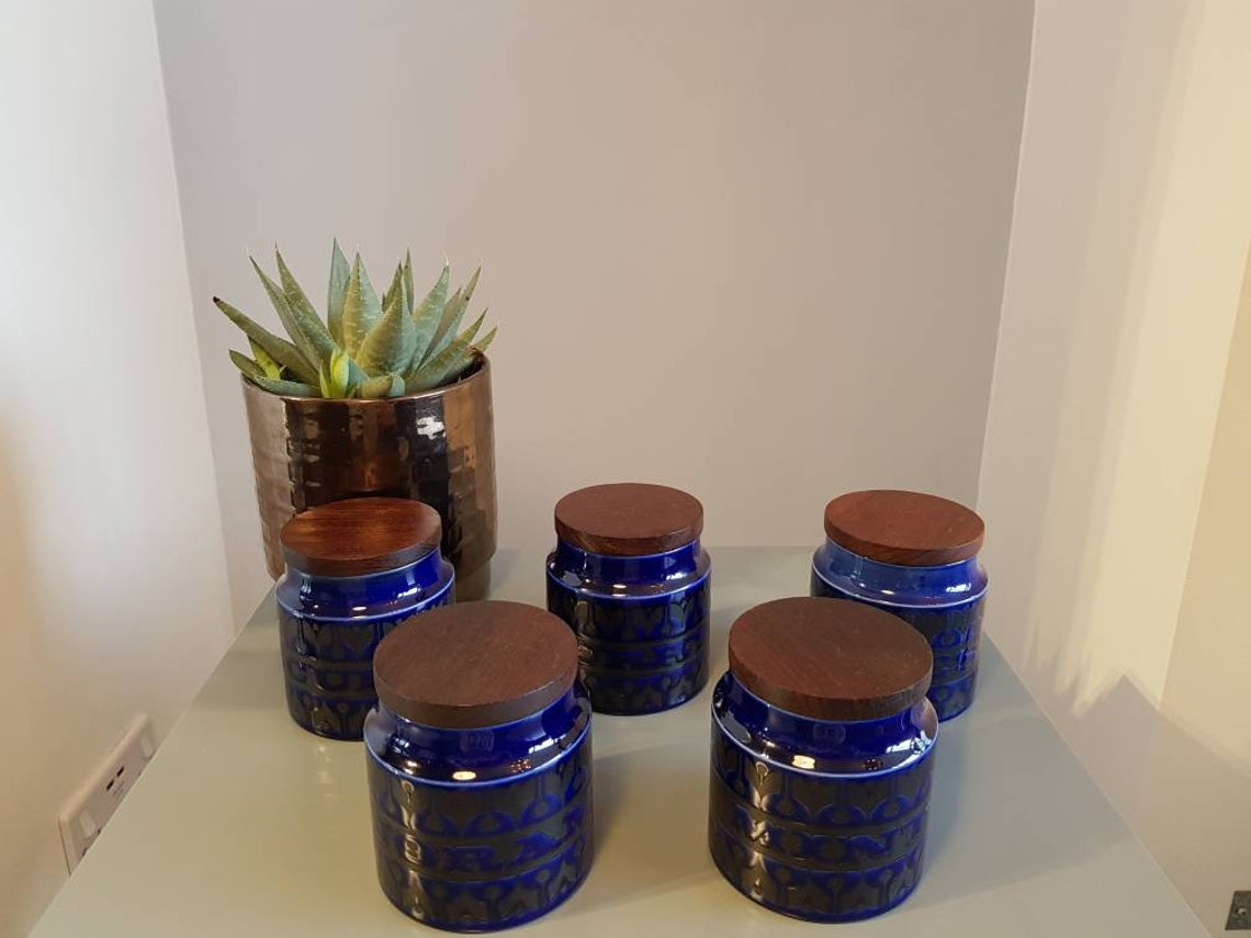 Hornsea heirloom blue spice/herb storage jars Etsy